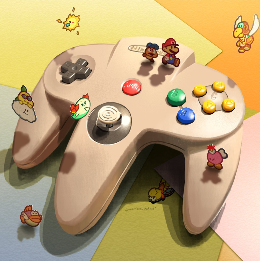 artist_name, blue_hat, bombette, bow_(paper_mario), facial_hair, goombario, hat, highres