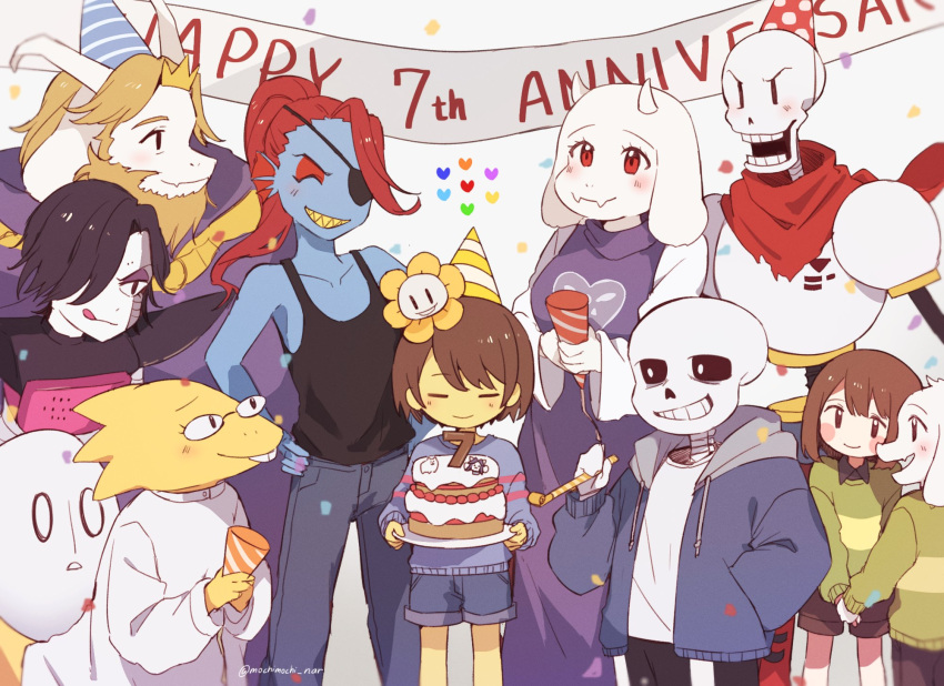 2others, 3girls, 5boys, :q, ^_^, alphys, android, animal_ears