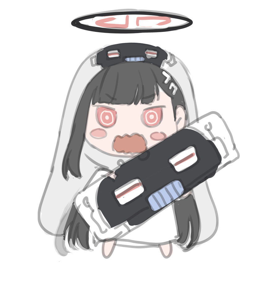 1girl, absurdres, avant_garde_(blue_archive), black_hair, black_halo, blue_archive, bright_pupils, cosplay