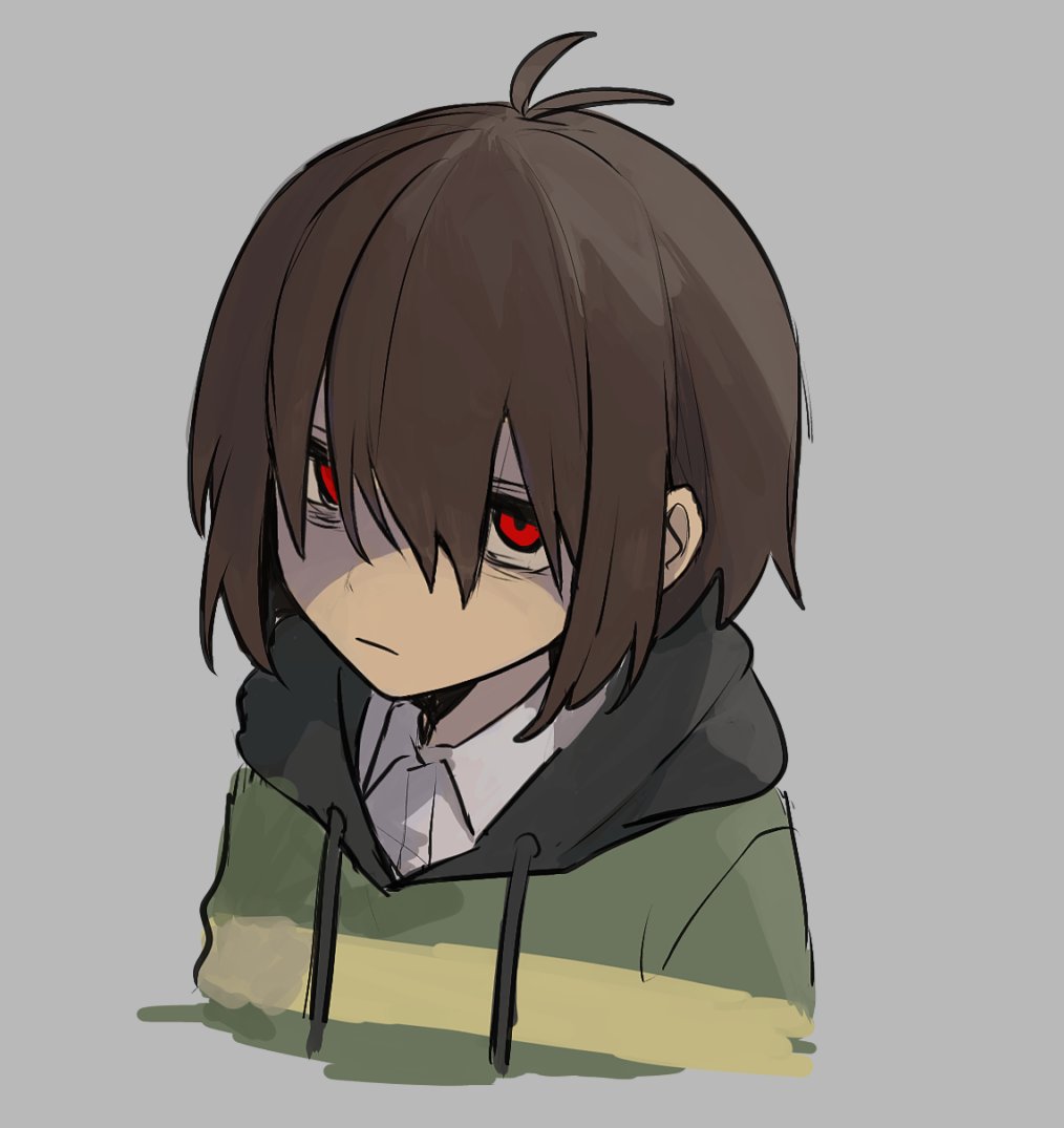 1other, antenna_hair, black_hood, closed_mouth, collared_shirt, cropped_shoulders, deltarune, green_hoodie