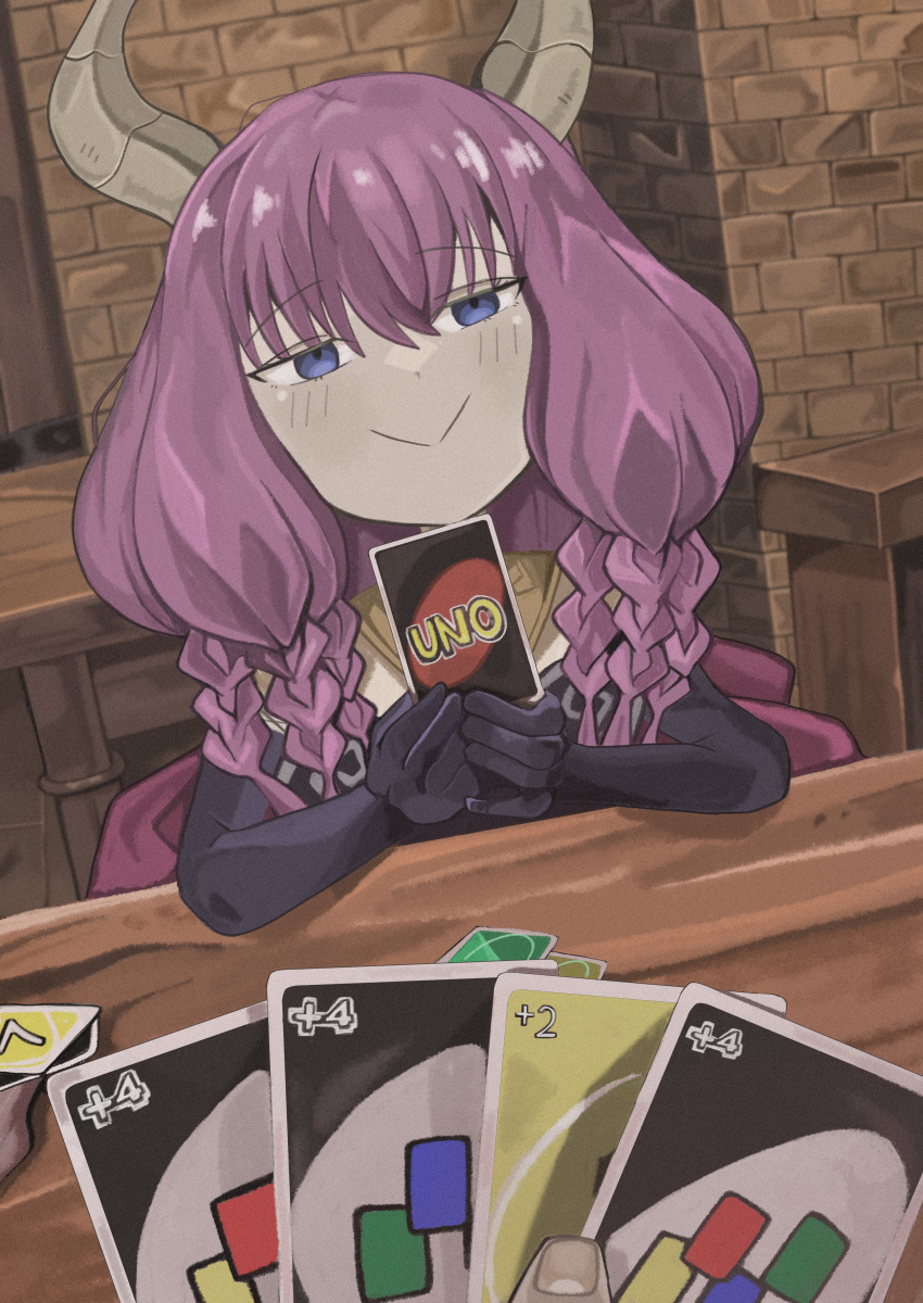 1girl, 1other, :>, absurdres, aura_(sousou_no_frieren), aura_bullying_(meme), black_gloves, blue_eyes