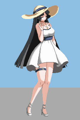 1girl, aeonimitate, alternate_costume, black_hair, blunt_bangs, breasts, closed_eyes, dress