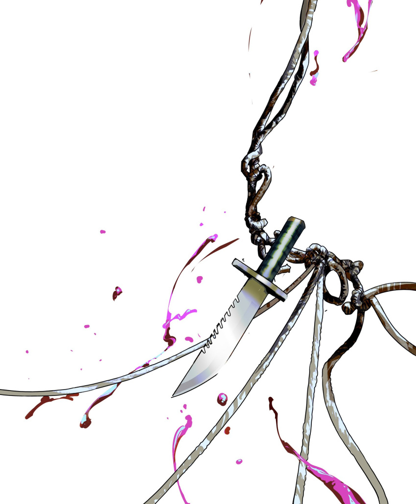 blood, dagger, highres, ichiruho, knife, no_humans, original, pink_blood, simple_background, still_life, weapon, weapon_focus, white_background
