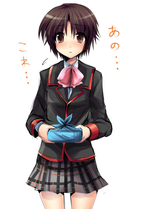 blush, brown_eyes, brown_hair, crossdressinging, little_busters!!, male, masayu, naoe_riki