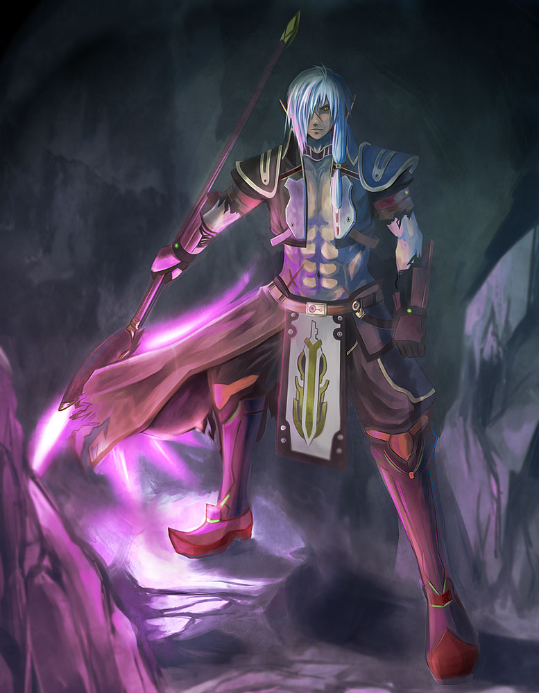 gloves, long_hair, male, manly, scar, scythe, star_ocean, star_ocean_the_last_hope, weapon, white_hair
