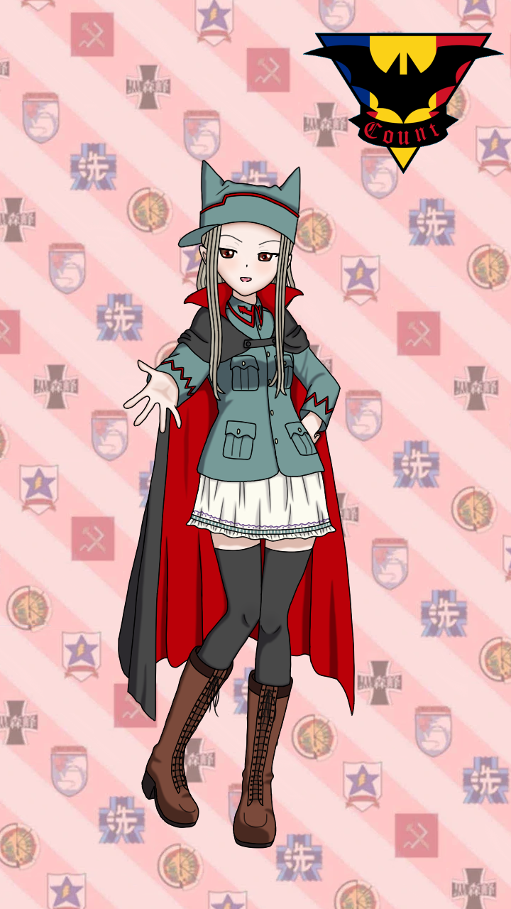 black_cape, black_socks, blue_hat, blue_jacket, boots, brown_eyes, brown_footwear, cape