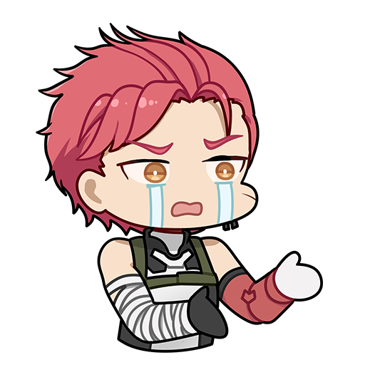 1boy, bandaged_arm, bandages, bare_shoulders, bright_pupils, chest_harness, chibi, chibi_only