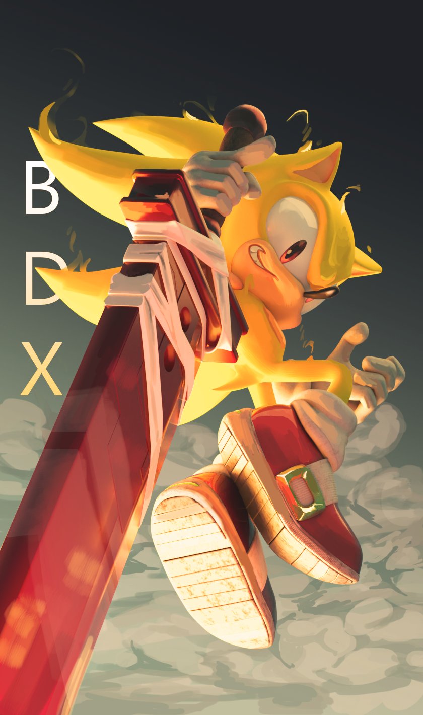 1boy, animal_nose, aura, buster_sword, clouds, final_fantasy, final_fantasy_sonic_x, final_fantasy_vii