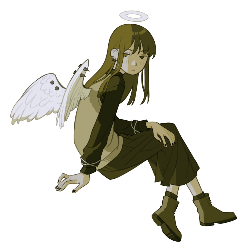 1girl, angel, closed_mouth, earrings, expressionless, haibane_renmei, halo, highres