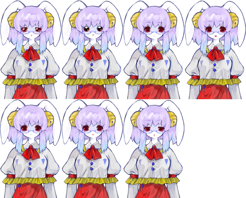 1girl, animal_ears, bell, blush, bow, breasts, colored_skin, colored_tips