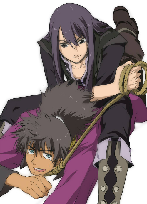 black_eyes, black_hair, green_eyes, housui_(g3hopes), long_hair, male, multiple_boys, ponytail