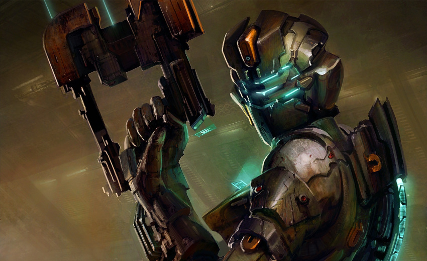 dead_space, dead_space_2, gun, helmet, highres, isaac_clarke, plasma_cutter, weapon
