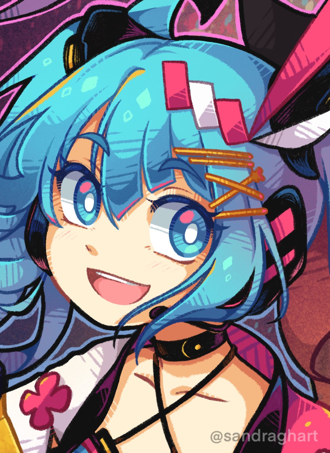 1girl, aqua_eyes, aqua_hair, close-up, commentary, english_commentary, hair_ornament, hairclip