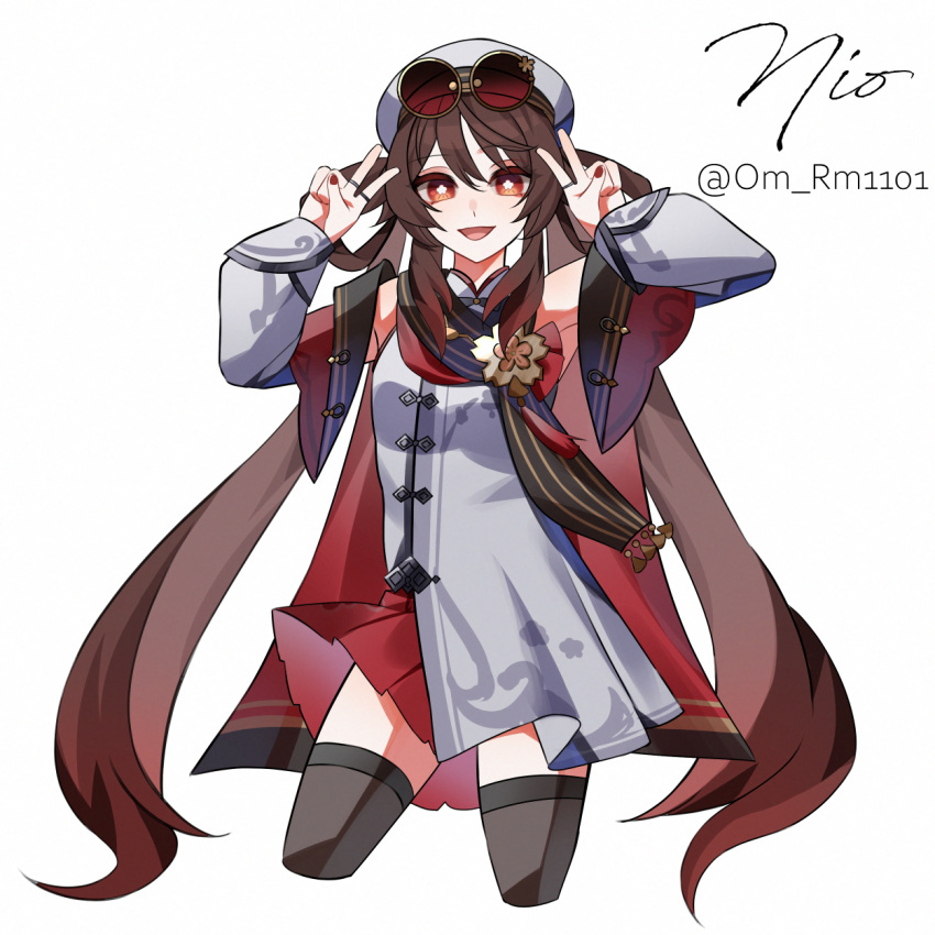 1girl, brown_hair, flower-shaped_pupils, genshin_impact, highres, hu_tao_(cherries_snow-laden)_(genshin_impact), hu_tao_(genshin_impact), jewelry