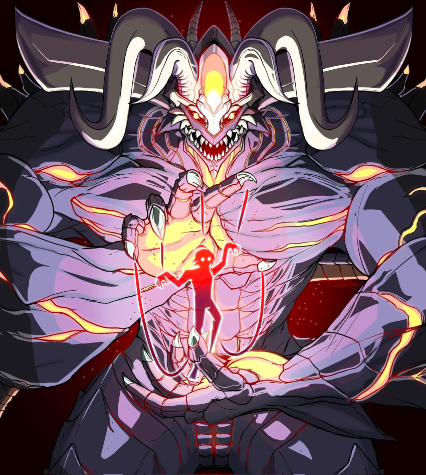 1boy, ailheim, claws, demon, demon_horns, english_commentary, fire_emblem, fire_emblem:_the_sacred_stones