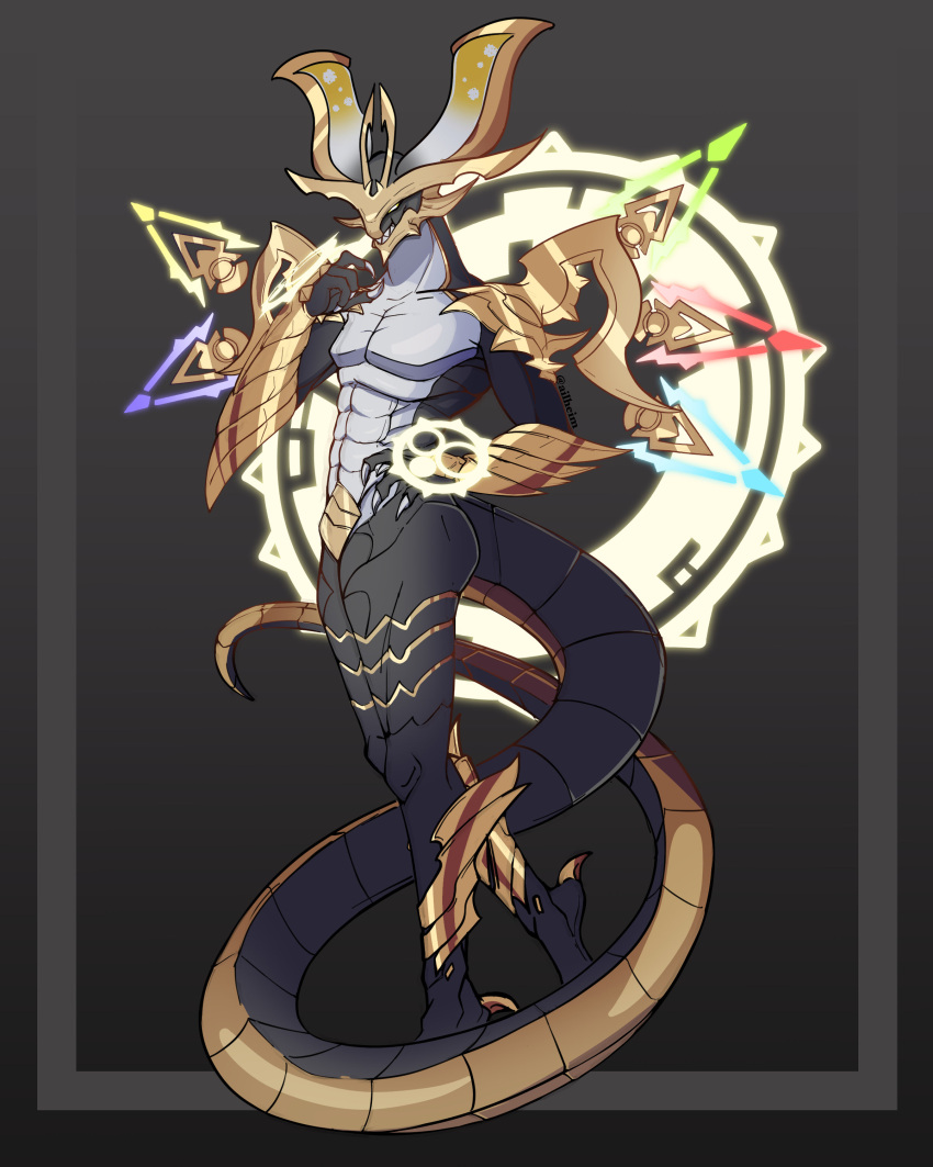 1boy, abs, absurdres, ailheim, black_scales, chronos_nyx, claws, dragalia_lost