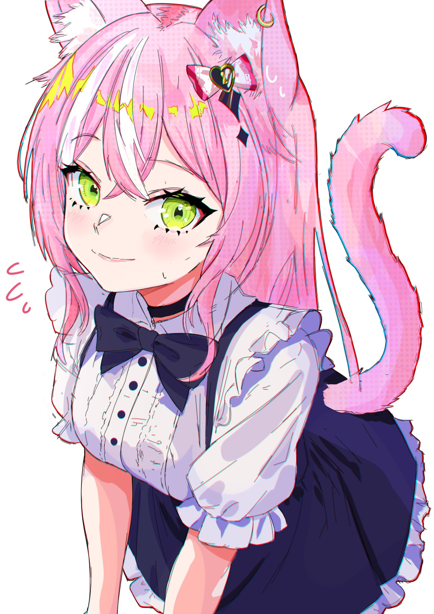 1girl, absurdres, animal_ear_fluff, animal_ear_piercing, animal_ears, black_bow, black_bowtie, black_choker