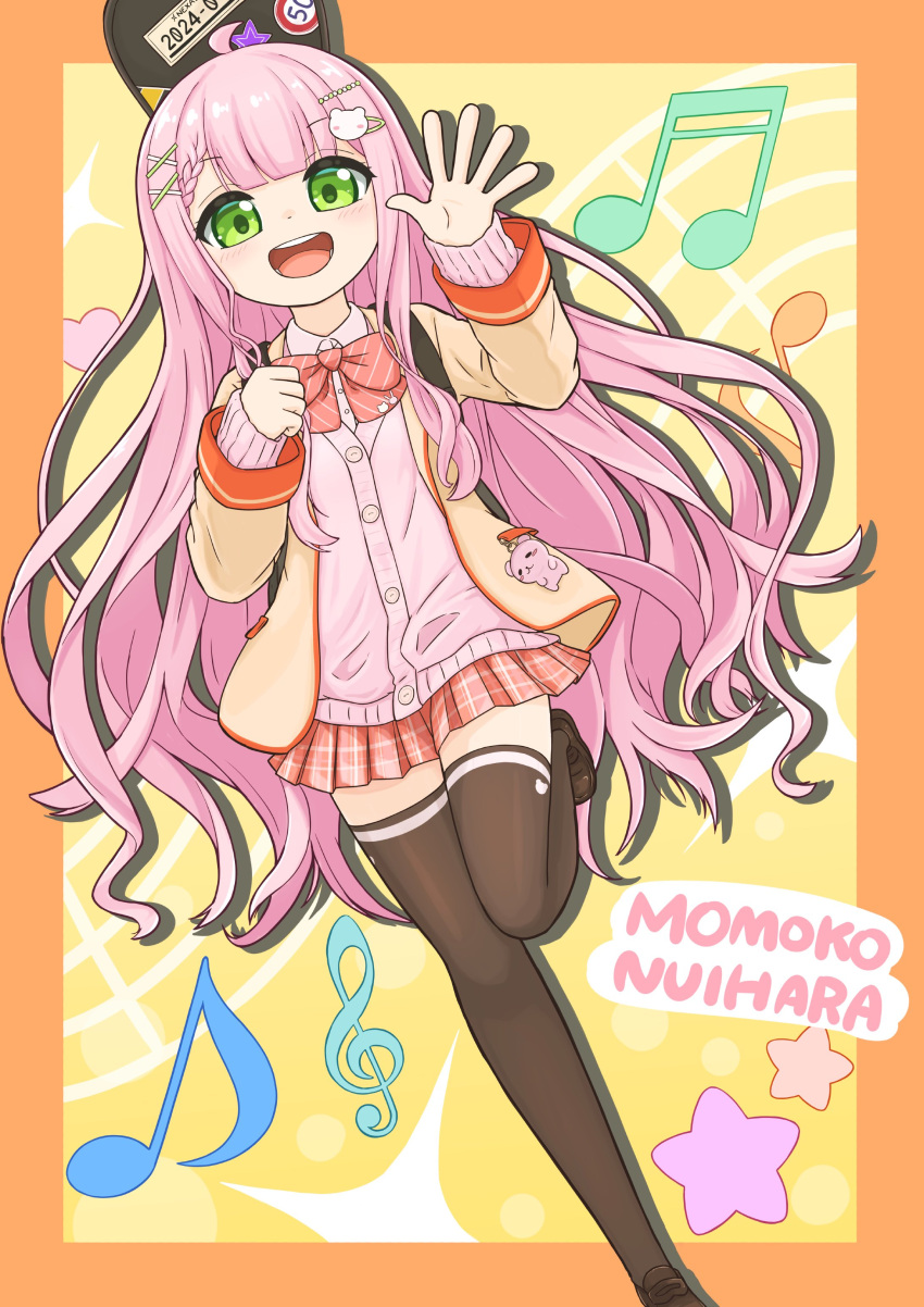 1girl, :d, absurdres, ahoge, black_footwear, black_thighhighs, blazer, blush