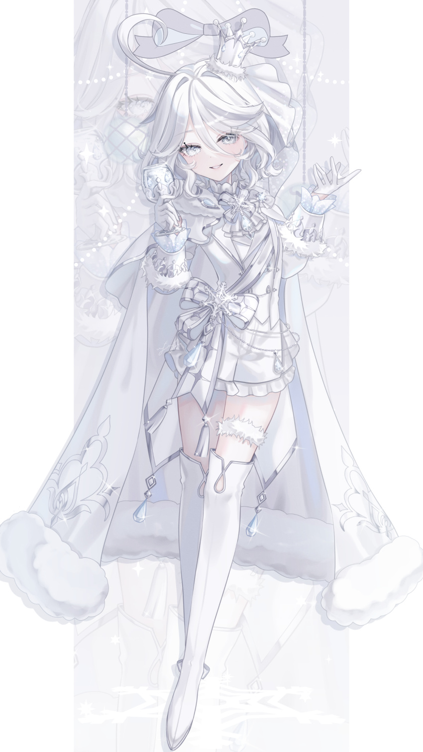 1girl, absurdres, adapted_costume, ahoge, alternate_color, anninufufu, ascot, blush