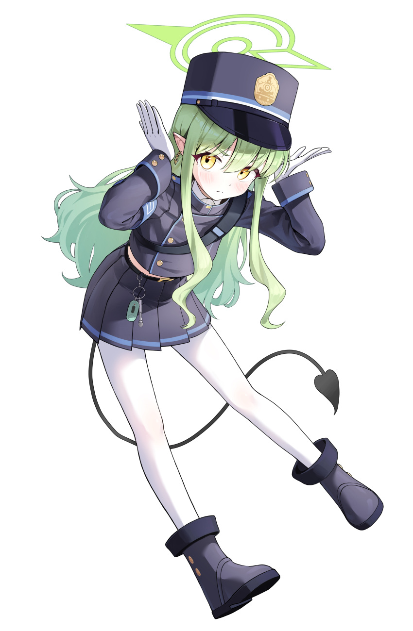1girl, absurdres, armband, belt, black_belt, black_footwear, black_hat, black_jacket