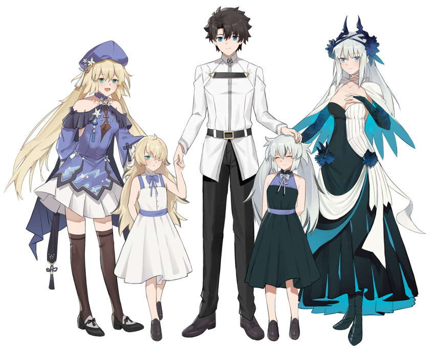 1boy, 4girls, absurdres, artoria_caster_(chinese_ver._8th_anniversary)_(fate), artoria_caster_(fate), artoria_pendragon_(fate), bare_shoulders, belt