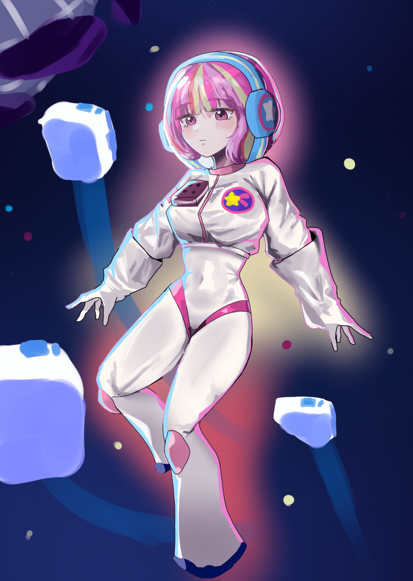 1girl, absurdres, astronaut_cookie, blonde_hair, cookie_run, floating, full_body, gloves