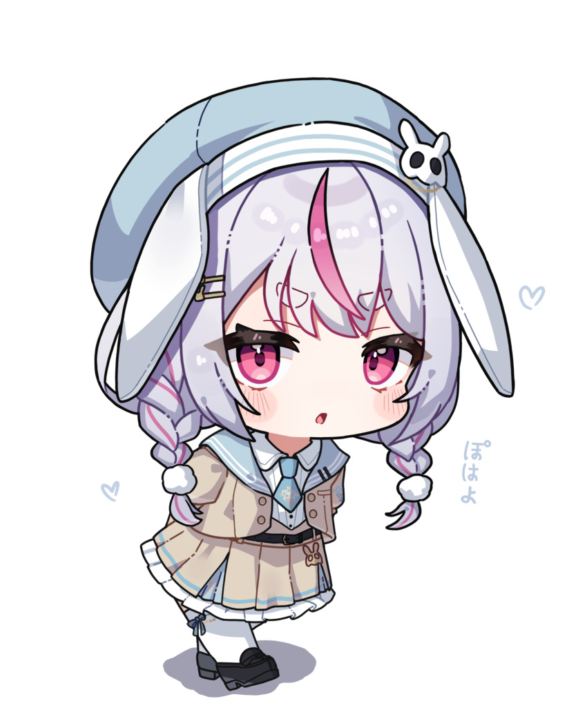 1girl, braid, chibi, full_body, highres, kiwipodo, looking_at_viewer, multicolored_hair