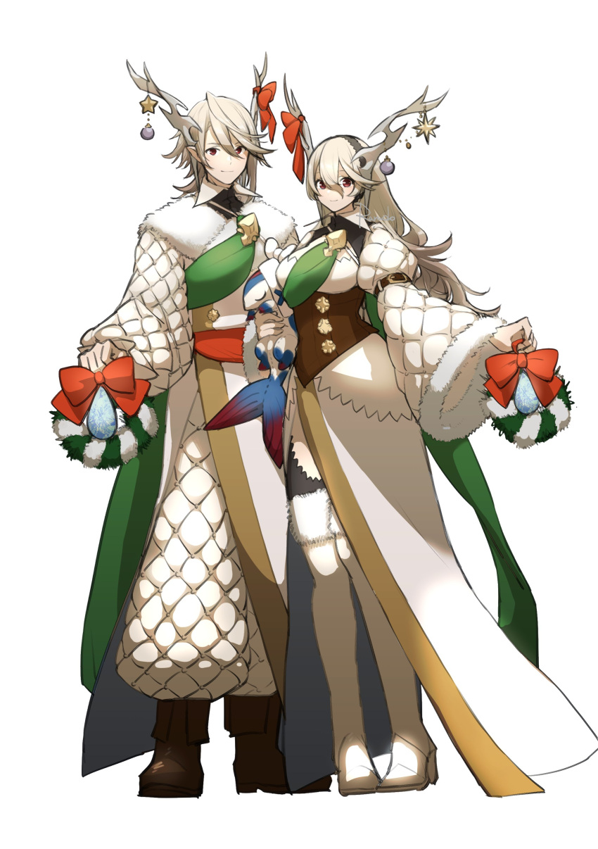 1boy, 1girl, absurdres, alternate_costume, boots, bow, breasts, brown_footwear