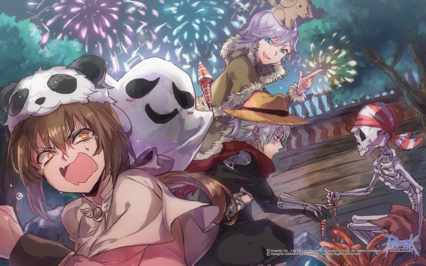 1boy, 1other, 2girls, acolyte_(ragnarok_online), armor, assassin_cross_(ragnarok_online), bandana, black_pants