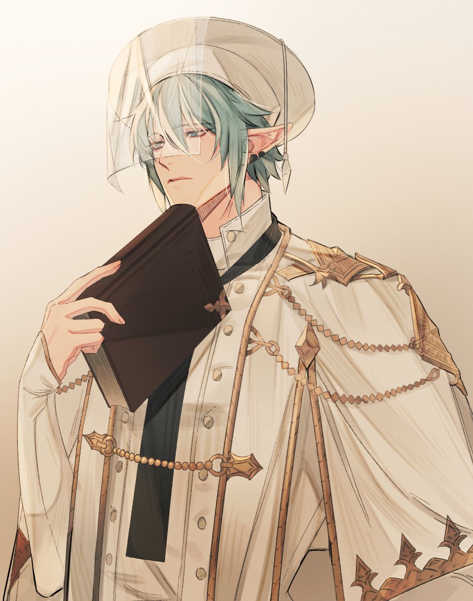 1boy, book, buttons, earclip, earrings, elezen, elf, final_fantasy