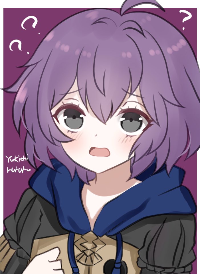 1girl, ?, ??, ahoge, artist_name, bernadetta_von_varley, blush, border