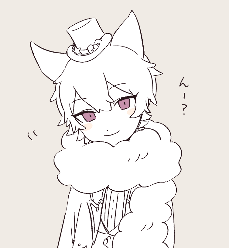 1boy, animal_ears, arne_no_jikenbo, blush_stickers, bow, brown_background, buttons, closed_mouth