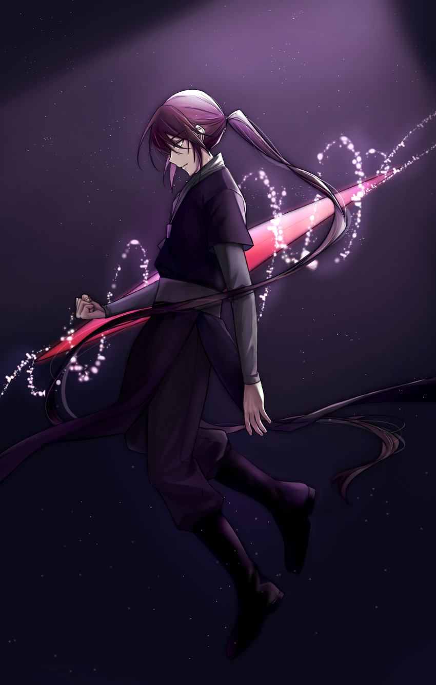 black_footwear, clenched_hand, floating, from_side, full_body, highres, imy, jyu_viole_grace