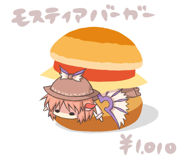 animal_ears, cheese, chibi, food, girl_in_food, hamburger, hat, in_food