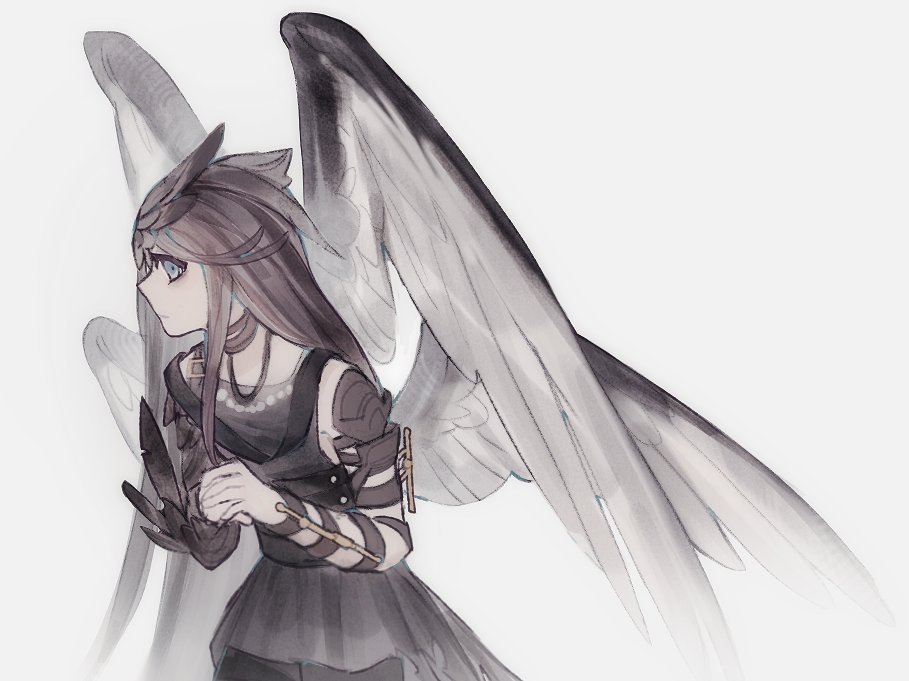1boy, armor, asymmetrical_clothes, bags_under_eyes, black_choker, black_hair, black_wings, blue_eyes