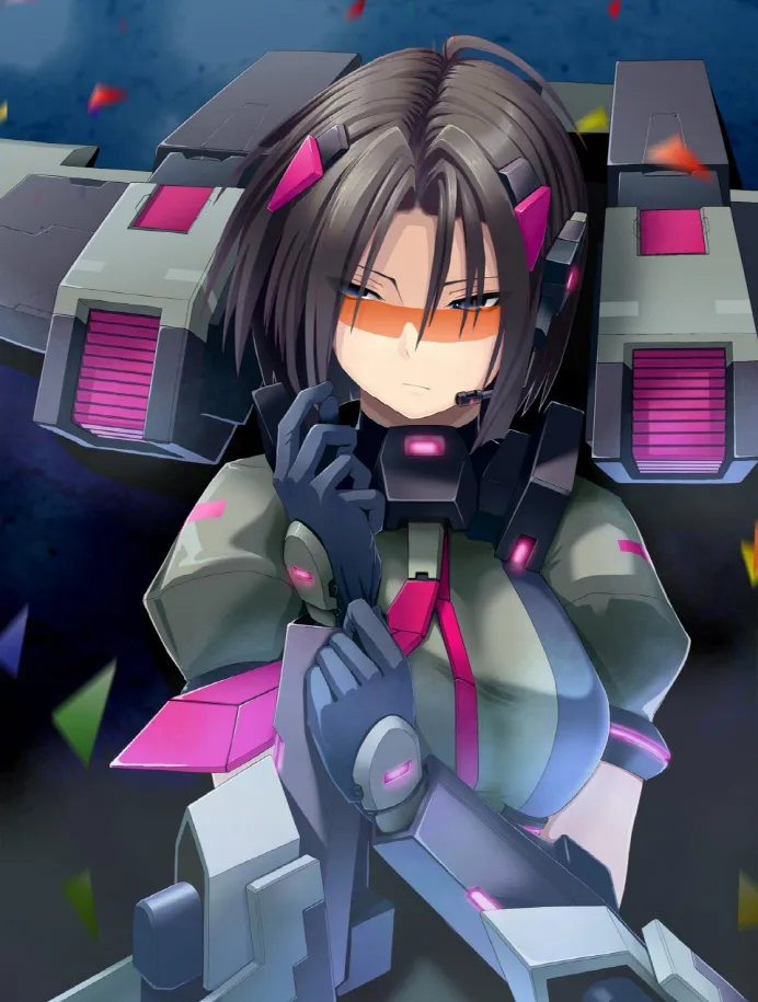 1girl, :|, artist_request, black_eyes, black_gloves, black_hair, bodyguard, breasts