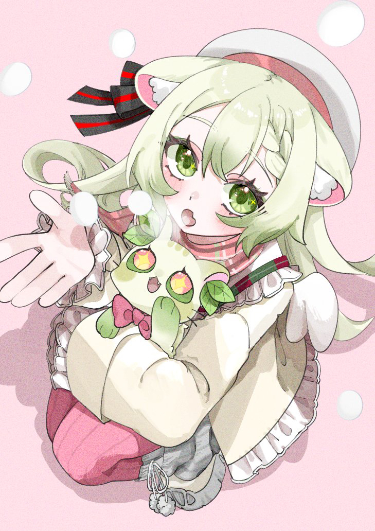 1boy, 1girl, :o, animal_ears, aoi_(zelda0616), beret, bow, bowtie