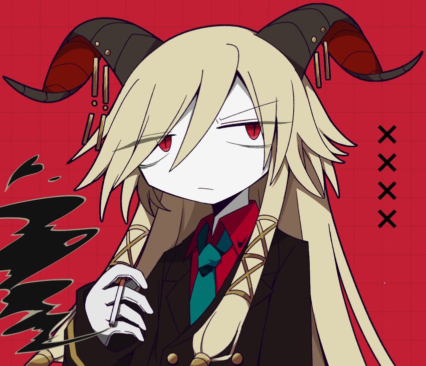 1boy, blonde_hair, coat, demon_boy, demon_horns, funamusea, horns, kyou_(funamusea)