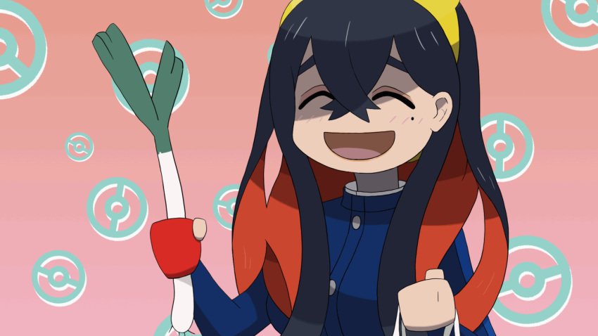 1girl, animated, animated_gif, black_hair, blueberry_academy_school_uniform, carmine_(pokemon), closed_eyes, colored_inner_hair