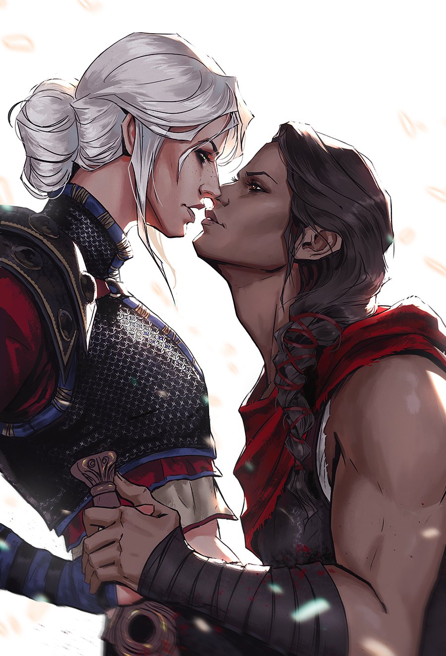 2girls, aleksandra_skiba, arm_wrap, armor, assassin's_creed:_odyssey, assassin's_creed_(series), bandana, bandana_around_neck