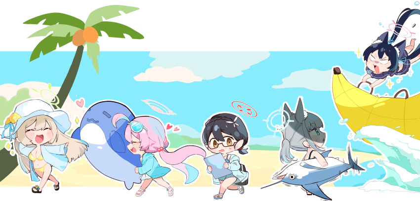 5girls, :d, ^_^, absurdres, ahoge, animal, animal_ear_fluff, animal_ears