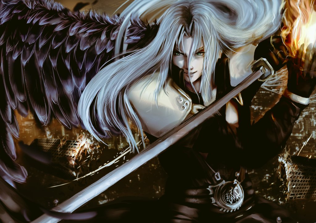1boy, arialla_draws, armor, black_coat, black_feathers, black_gloves, black_wings, closed_mouth