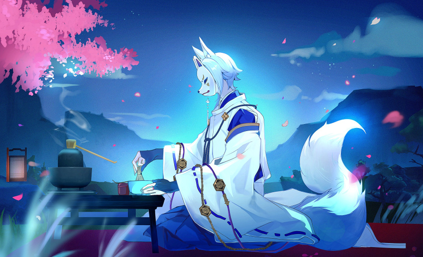 1boy, absurdres, alternate_costume, alternate_species, animal_ear_fluff, animal_ears, black_bridal_gauntlets, blanket