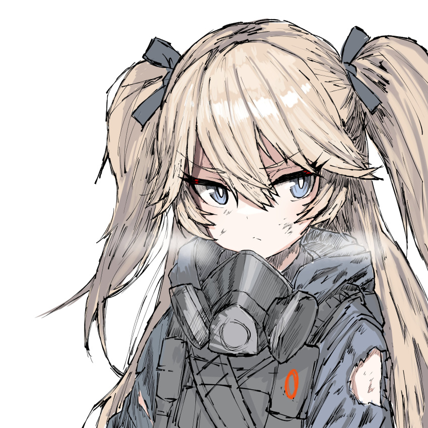 1girl, absurdres, black_ribbon, black_vest, blonde_hair, blue_eyes, blue_jacket, bulletproof_vest