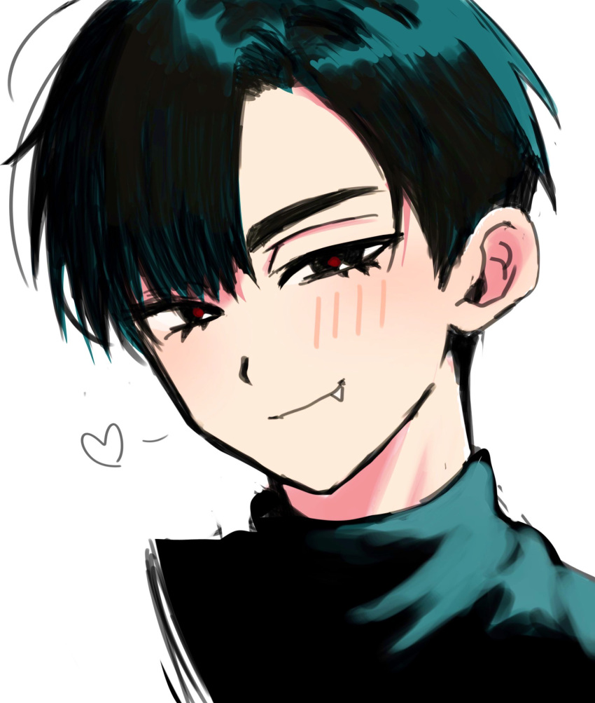 1boy, 7eiaq3939, alien_stage, black_hair, black_shirt, closed_mouth, commentary_request, fang