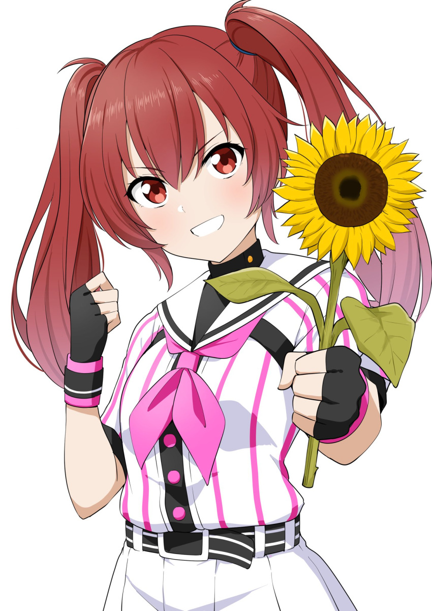 1girl, agatsuma_sora, barkhorn0331, baseball_uniform, belt, belt_buckle, black_belt, black_gloves