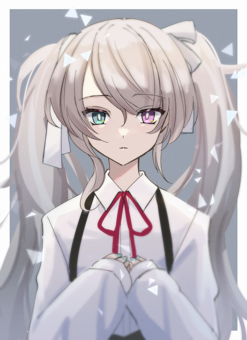 1girl, 25-ji_miku, absurdres, aqua_nails, bright_pupils, closed_mouth, collared_shirt, commentary_request
