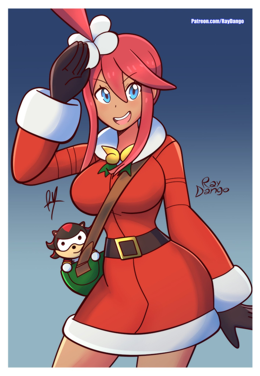 1girl, 2024_pokemon_teraleak, animal_nose, between_breasts, black_fur, black_gloves, blue_eyes, body_fur