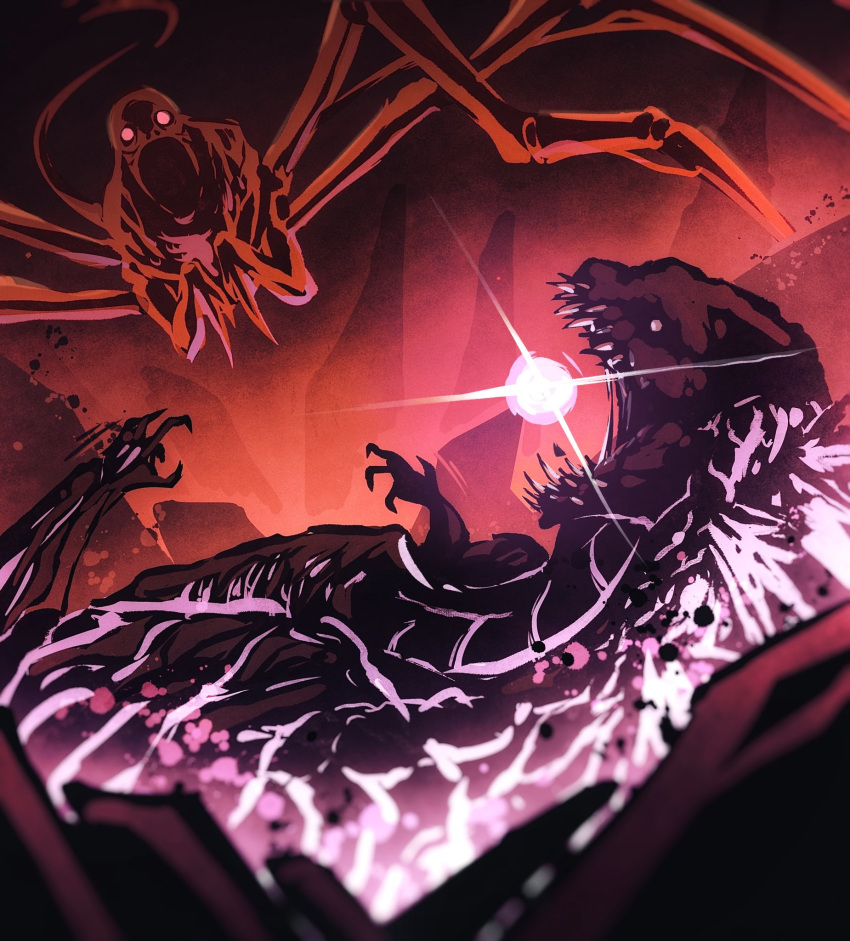 battle, body_horror, colored_skin, commentary, creepypasta, demon, eldritch_abomination, energy