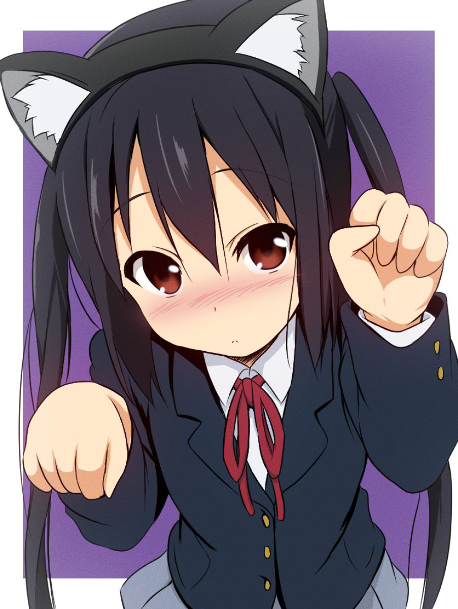 1girl, animal_ears, black_hair, black_hairband, black_jacket, blazer, blush, brown_eyes